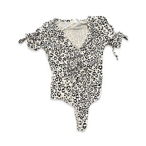 NWOT Dee Elly Leopard Print Thong Body Suit Sz S